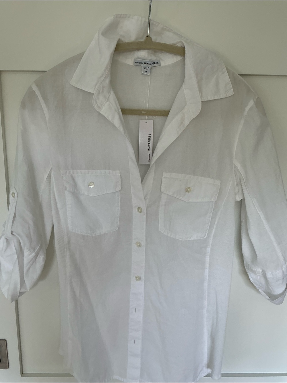 James Peres Classic White Women’s Button-Down Shirt